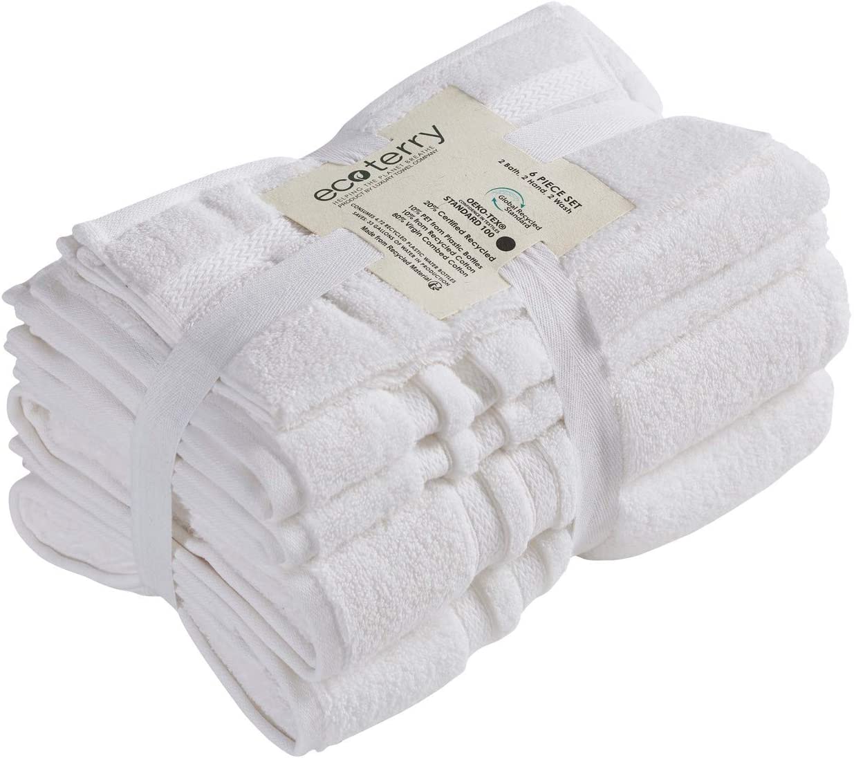 Ecoterry Sustainable 6 Piece Bath Towels Set (White)