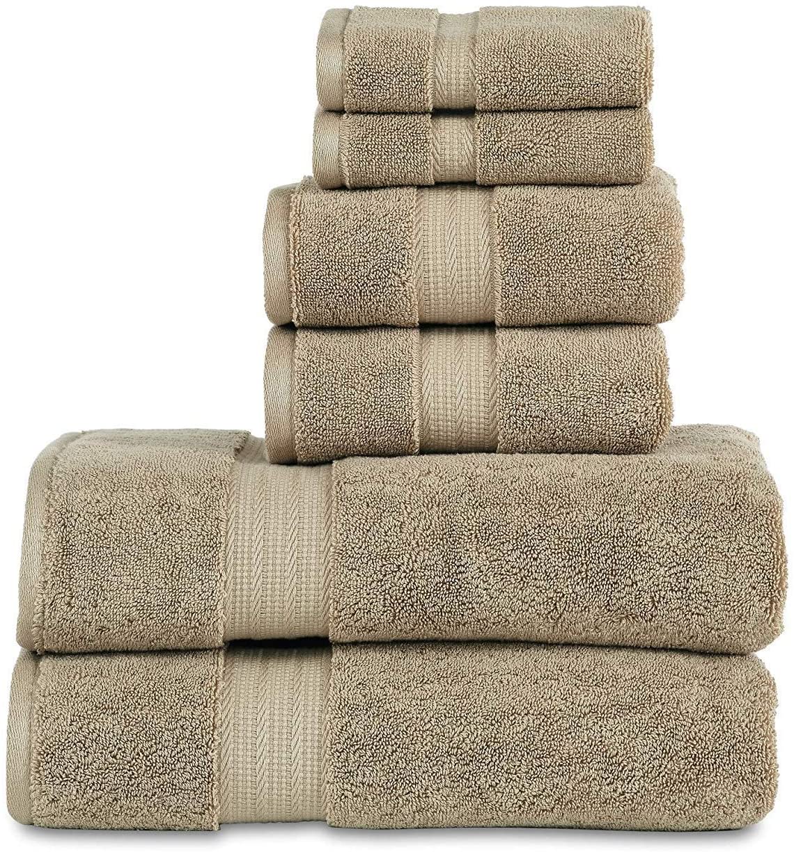 Luxury 6pc Taupe 100% Cotton Towel Set - 1000gsm