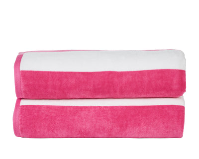 Cabana Stripe Velour Pool and Beach Towels 2 pack (Pink)