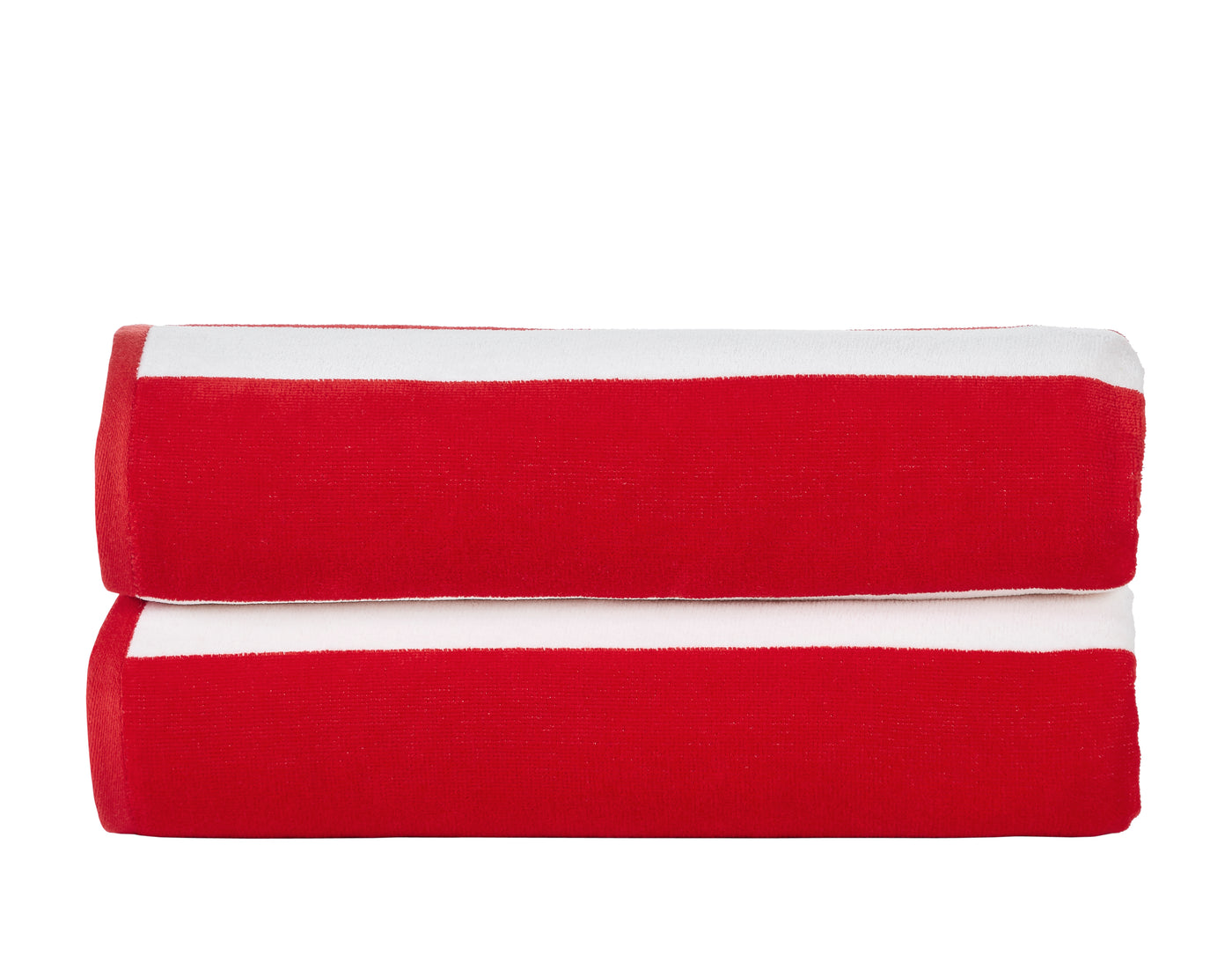 Cabana Stripe Velour Pool and Beach Towels 2 Pack (Red)