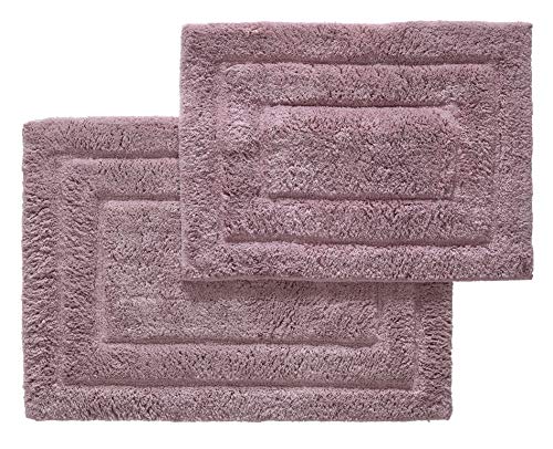 Cotton Bathroom Rugs Set, 2 pc (20"x30" and 17"x24") - Soft Plush 2800 GSM, Super Thick and Absorbent - Matches Our 804 GSM and 703 GSM Bathroom Towels Set (Mauve Color)