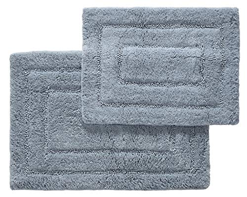 Eco Terry Sustainable Bathroom Rugs Set, 2 pc (20 "x30 and 17 "x24) - Made with Recycled Cotton Chenille and Recycled PET Polyester, 2800 GSM (Dusty Blue)