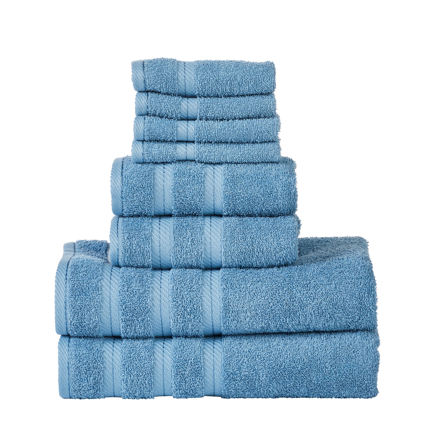 Classic Cotton Towels 8 Piece Set (Blue)