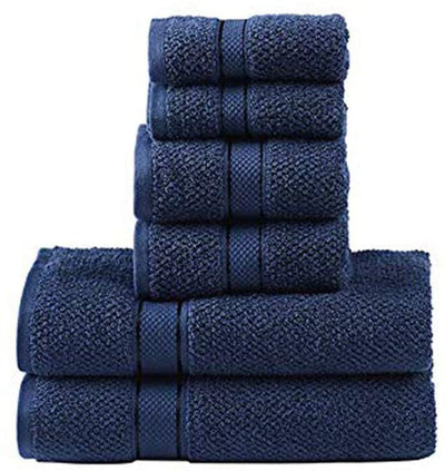 Senses Textured Rice Weave 6 Piece Bathroom Towel Set (Navy)