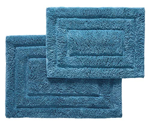 Cotton Bathroom Rugs Set, 2 pc (20"x30" and 17"x24") - Soft Plush 2800 GSM, Super Thick and Absorbent - Matches Our 804 GSM and 703 GSM Bathroom Towels Set (Teal Color)