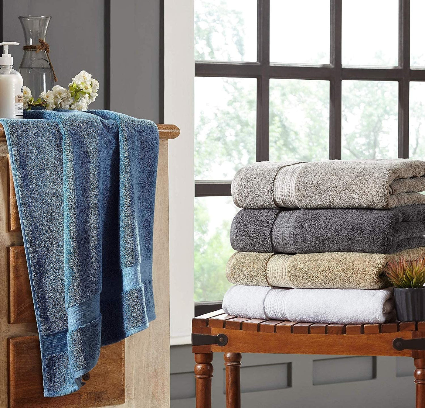 Luxury Spa Towels 6 Piece Towels Set (Blue)