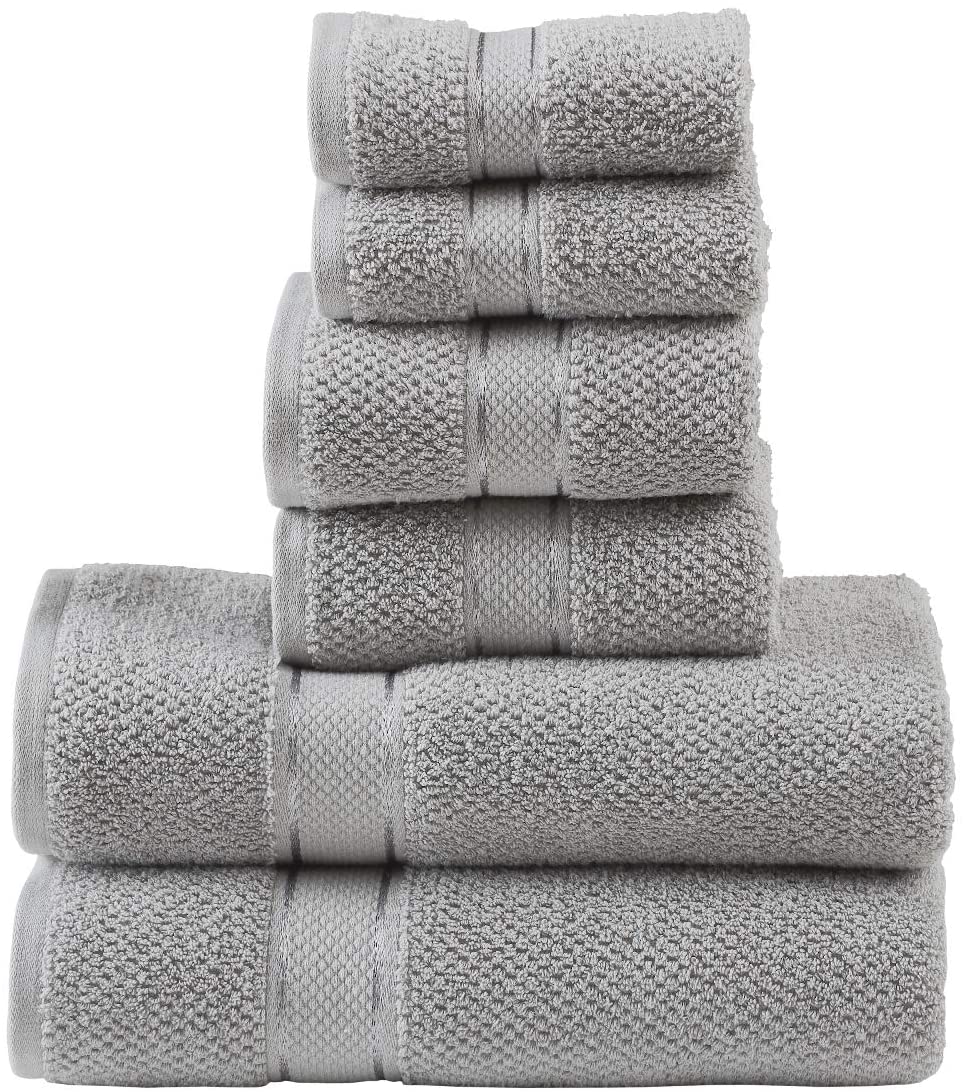 Senses Textured Rice Weave 6 Piece Bathroom Towel Set (Grey)