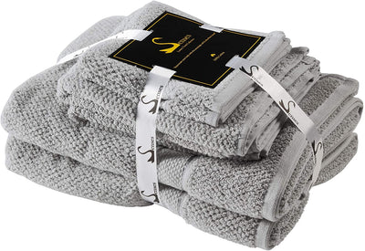 Senses Textured Rice Weave 6 Piece Bathroom Towel Set (Grey)