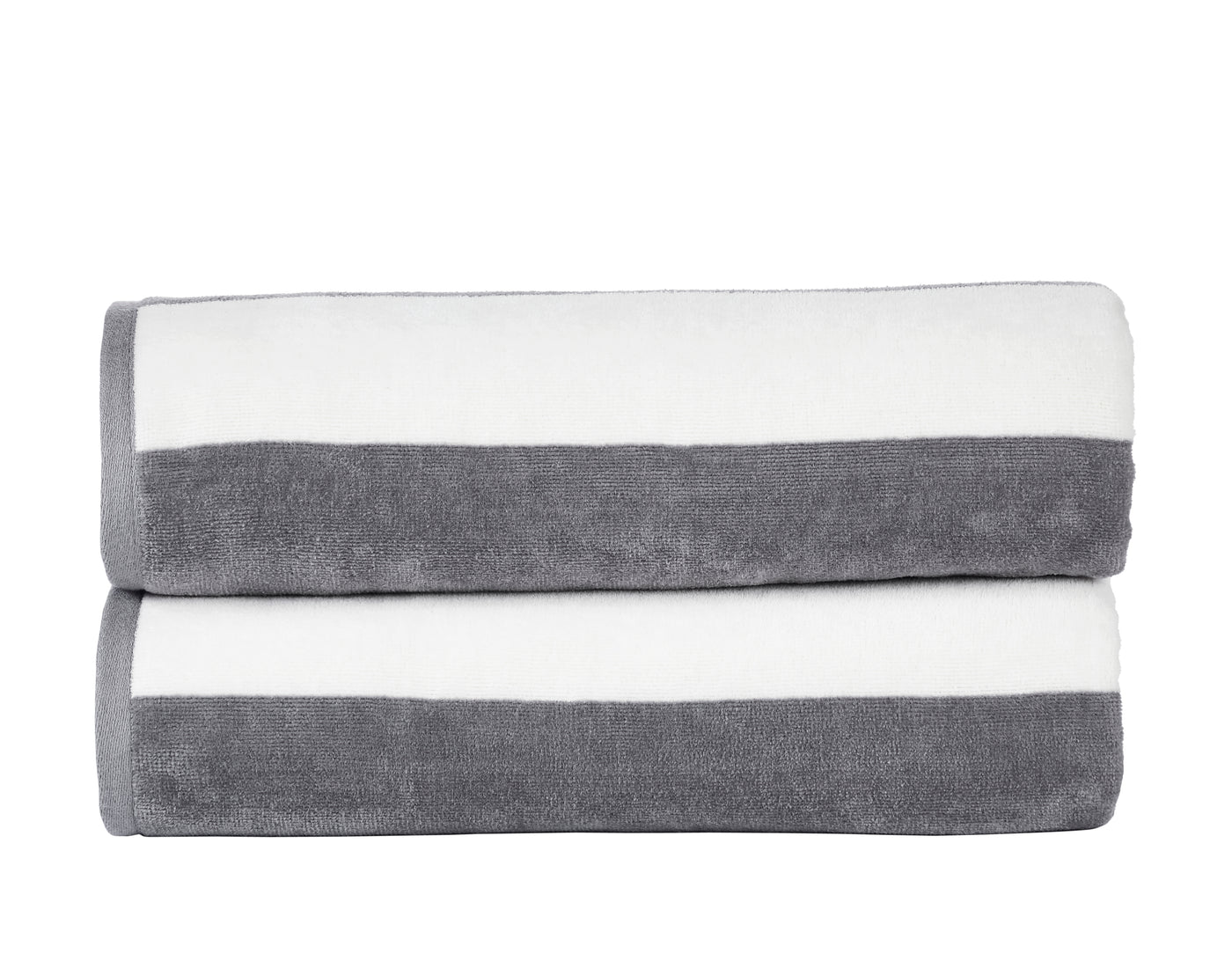 Cabana Stripe Velour Pool and Beach Towels 2 Pack (Grey)