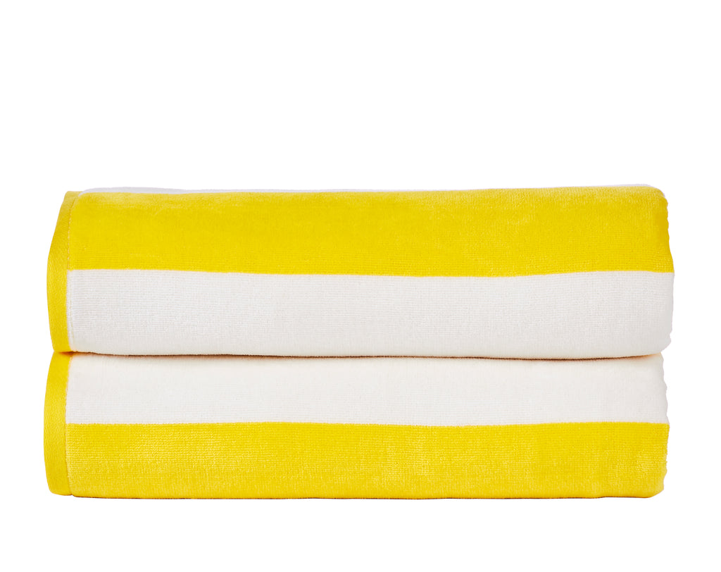 1pc Yellow Stripe Patterned Microfiber, Absorbent Towel For Bath, Rectangle  Towel, Beach Towel