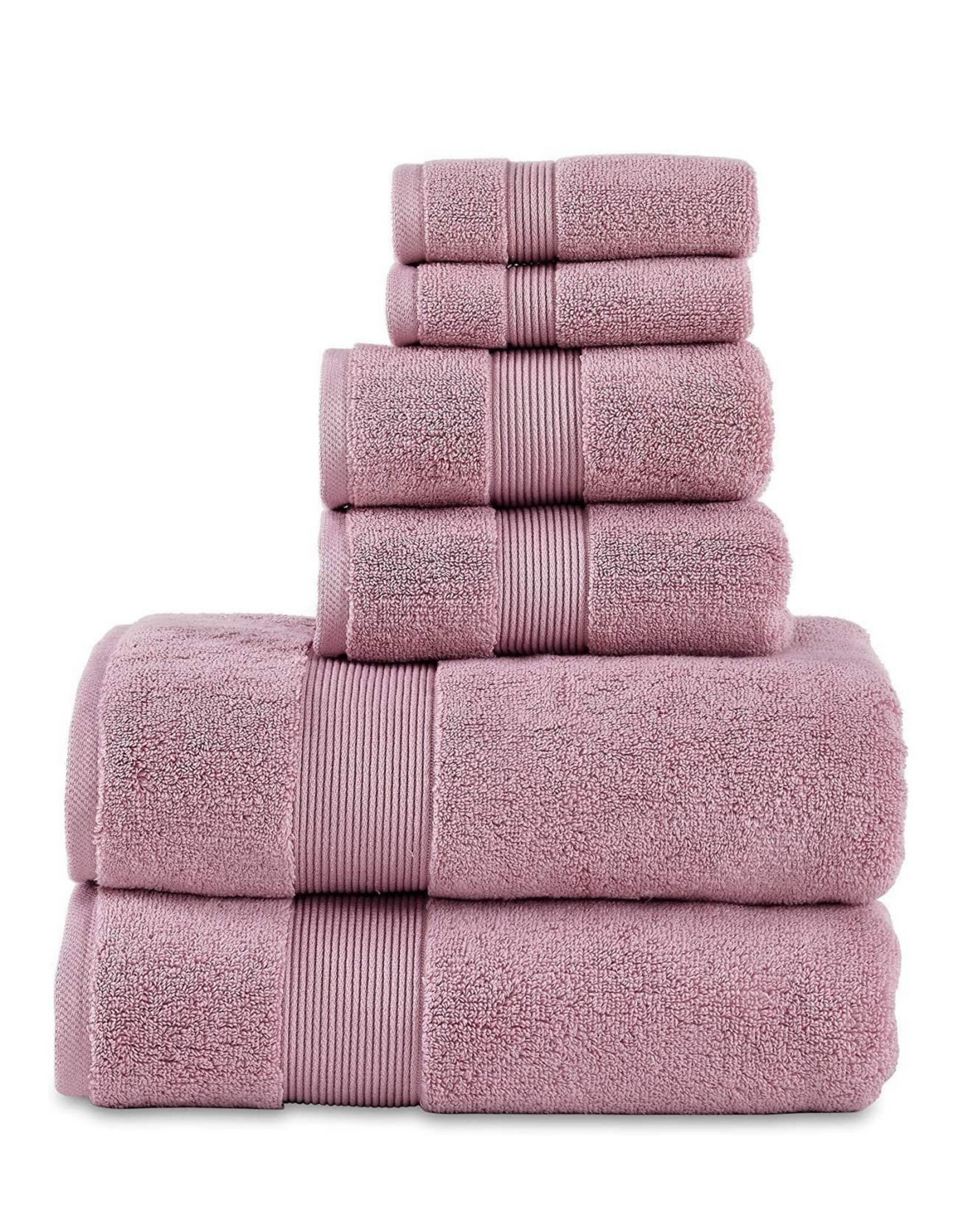 Soft Hotel Towels 6 Piece Set (Mauve)