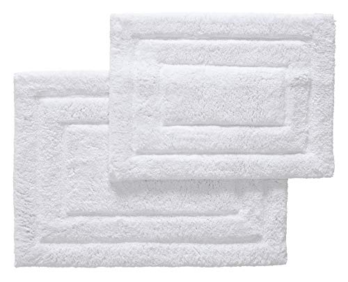 The Luxury Towel Company Cotton Bathroom Rugs Set, 2 pc (20"x30" and 17"x24") - Soft Plush 2800 GSM, Super Thick and Absorbent - Matches Our 804 GSM and 703 GSM Bathroom Towels Set (White Color)