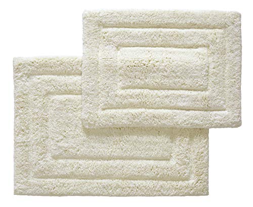 Cotton Bathroom Rugs Set, 2 pc (20"x30" and 17"x24") - Soft Plush 2800 GSM, Super Thick and Absorbent - Matches Our 804 GSM and 703 GSM Bathroom Towels Set (Ivory Color)